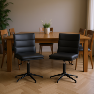 Set di 2 sedie da pranzo in ecopelle nera con altezza regolabile, design moderno e contemporaneo, gambe in metallo, mobili per la casa - Product Image 2