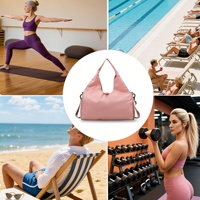 Tas Olahraga Yoga Polyester Kapasitas Besar, Dapat Disesuaikan, Modis, Tahan Air, Pemisah Basah Kering, Ringan, Tas Gym Travel Wanita