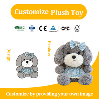 Peluche esthétique pastorale ours et chien, animal en fourrure bouclée douce avec jupe florale amovible pour la décoration de chambre