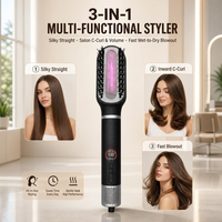 Sèche-cheveux brosse à air chaud infrarouge 1200W avec ions négatifs, affichage LED et contrôle de la température pour salon et usage domestique