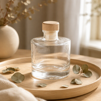 Mini diffuseur à roseaux 50/100/200/300 ml, flacon en verre transparent plat et rond de 50 ml, emballage de parfum transparent avec bouchon en bois