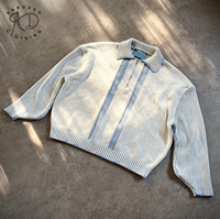 KD Fabricant de tricot OEM ODM Logo brodé personnalisable Pull à col rond et à manches longues Pull-over en maille zippée pour hommes