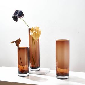 Bixuan vaso <span class=keywords><strong>di</strong></span> <span class=keywords><strong>vetro</strong></span> soffiato a mano decorazione per la casa centrotavola da tavolo bombola forme marrone scuro colore solido <span class=keywords><strong>di</strong></span> <span class=keywords><strong>vetro</strong></span> <span class=keywords><strong>vasi</strong></span> <span class=keywords><strong>di</strong></span> fiori <span class=keywords><strong>di</strong></span> nozze - Product Image 2