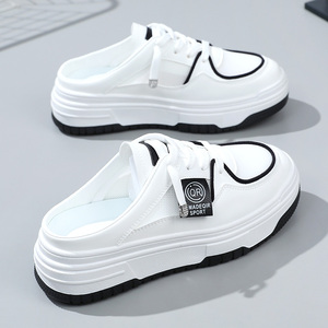 2026 New Breathable Women's Loafers <b>Half</b> Slippers Spring/Summer Versatile Casual Shoes Thick Sole Student Board Shoes - Product Image 2