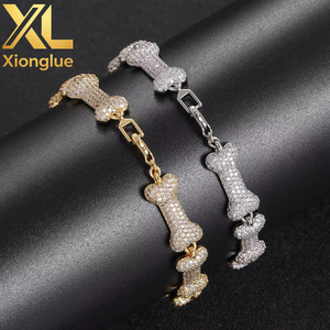 New Model Hip-Hop Bone BANGLES 10mm Full Zirconia Strand <b>Bracelet</b> <b>Copper</b> Alloy European-Style Trendy Brand Unisex Party - Product Image 4