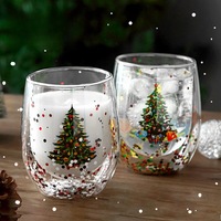 Tasses à lait en verre borosilicate double couche NEWELL, résistantes à la chaleur, transparentes, style américain, pour Noël