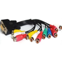1080P HD MI ke 3 RCA Audio Video AV adaptor Output HD MI Male ke VGA Pria kabel RCA