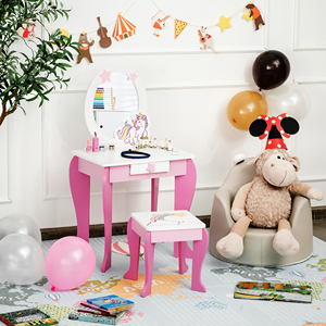 Vintage Classic Girl Frozens Kids Singapore <strong>Mirrored</strong> <strong>Consoles</strong> Dressing Table With Mirror for Girls - Product Image 6