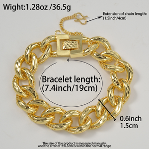 bold curb chain carved textured <b>copper</b> polished custom men fashion party secure extension wholesale 18k gold plated <b>bracelet</b> - Product Image 6