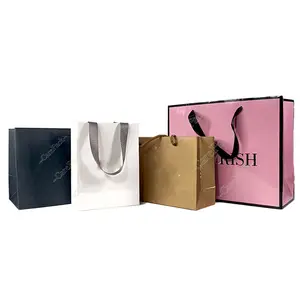Ribbon Handle Luxury Clothing Shopping Art Paper Bags High Grade Environmental Paper Gift Bags