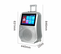 Enceinte Karaoké sur Chariot avec Écran Tactile 15,4 pouces, Connexion Wi-Fi, Super Bass 60W, Micro et Enceinte Vidéo pour Fêtes