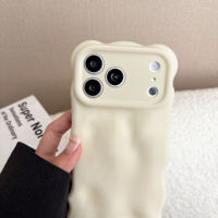 Coque de téléphone givrée unie à motif ondulé stéréoscopique et effet bulle froissé pour iPhone Air 17 16 15 Plus 14 13 Pro Max avec dragonne