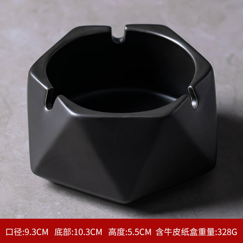 ที่เขี่ยบุหรี่เซรามิกหกด้าน-สีดำด้าน