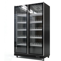 Réfrigérateur commercial à double porte pour boissons, vitrine verticale avec porte en verre pour boissons, vin, bière, bar, café, restaurant