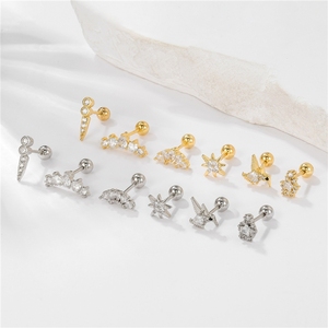 Pendientes de titanio delicados en <span class=keywords><strong>espiral</strong></span> para piercing de <span class=keywords><strong>tragus</strong></span>, de acero inoxidable con circonita, para uso diario, joyería para boda - Product Image 2