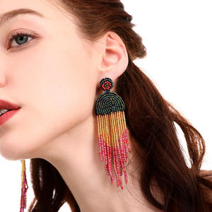 Pendientes colgantes con borlas Miyuki para mujer, joyas bohemias hechas a mano, coloridas y largas, 2023 - Product Image 3