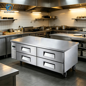 Réfrigérateur commercial robuste avec tiroir de base réfrigéré et plan de travail pour les opérations de cuisine d'hôtel - Product Image 2