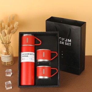 ขวดน้ำสแตนเลสสำหรับเล่นกีฬาเดินทางแก้วน้ำเก็บความร้อนกระติกน้ำสุญญากาศ2ถ้วยสำหรับตั้งแคมป์ภาชนะใส่เครื่องดื่มโปรโมชั่น - Product Image 2