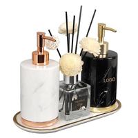 6 pièces en métal écologique moderne de luxe accessoires de bain ensemble de bain comprenant des bouteilles de lotion de salle de bain porte-brosse à dents dent