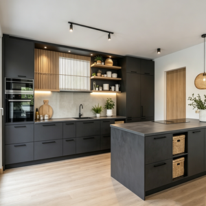 CBMmart Hot Selling Matt Dark Grey <strong>Kitchen</strong> Cabinet Built In Oven Open Storage Custom <strong>Kitchen</strong> Island Cabinet - Product Image 1