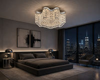 Lustre suspendu LED ovale moderne de luxe GRSD en cristal doré ondulé pour salon, salle à manger, chambre, hall d'hôtel, appartement de présentation