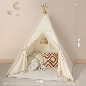 1.65m Kid Play Teepee <strong>Tent</strong> House Portable <strong>Wigwam</strong> Children Tipi <strong>Tents</strong> Foldable Canvas Playhouse for Girl Play - Product Image 3