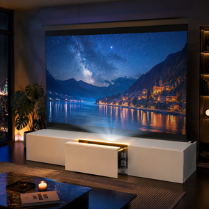 Meuble TV laser blanc tout-en-un PerfecTisan <span class=keywords><strong>120</strong></span> <span class=keywords><strong>pouces</strong></span> à ultra courte focale pour <span class=keywords><strong>écran</strong></span> de projection <span class=keywords><strong>UST</strong></span> ALR à levée au sol - Product Image 2