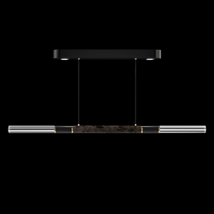 Lámpara Colgante de Lujo de Alta Gama para Sala de Estar o Salón de Banquetes, Diseño Artístico Antonia, 62 Pulgadas de Ancho, Lámpara Colgante Lineal Negra - Product Image 5