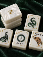 Ensemble de Mahjong de luxe blanc en nacre de style américain, tuiles en acrylique, pour 4 joueurs, divertissement, design unique de haute qualité, portable