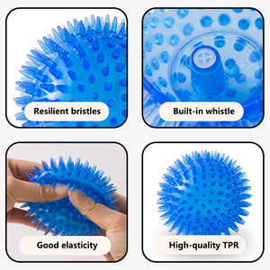 <span class=keywords><strong>Palla</strong></span> Rimbalzante per Addestramento Cani, Resistente ai Morsi, in TPR, con Fischietto Integrato, Morbida e Appuntita, Giocattolo Divertente per Cani e Animali Domestici - Product Image 3
