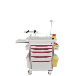 ABS Mobile <b>Wheeled</b> <b>Trolley</b> Double Drawer Infusion Therapy Cart Cleanroom Stainless Steel Treatment Cart Anesthesia Cart - Product Image 5