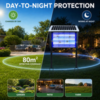 SAIJZEK - Lámpara Antimosquitos Eléctrica con Energía Solar UV LED, de Alta Eficacia para Interiores y Exteriores, Recargable por USB