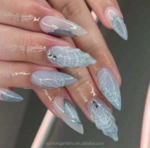 <span class=keywords><strong>Uñas</strong></span> postizas al por mayor 2026: Diseños franceses negros <span class=keywords><strong>y</strong></span> azules, cortas, medianas, largas, con forma de almendra <span class=keywords><strong>y</strong></span> puntas rosas. - Product Image 3
