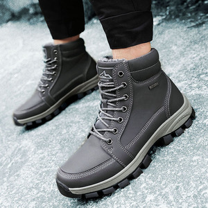 Scarpe Unisex in cotone personalizzate invernali in microfibra <span class=keywords><strong>stivali</strong></span> alla moda da <span class=keywords><strong>uomo</strong></span> <span class=keywords><strong>con</strong></span> <span class=keywords><strong>pelliccia</strong></span> corta altezza caviglia chiusura <span class=keywords><strong>con</strong></span> lacci per l'autunno - Product Image 4