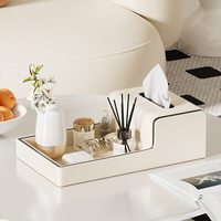 Boîte à mouchoirs en cuir haut de gamme, plateau de bureau multifonctionnel de luxe léger pour salon, table basse, télécommande, table à manger