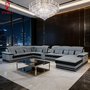 Set Divano Modulare di Lusso Moderno a 7 Posti Angolare a U con Lavorazione Capitonnè per <span class=keywords><strong>Soggiorno</strong></span> - Product Image 6