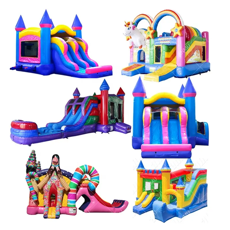 Rainbow Bouncy Castle Outdoor Slide Park Naughty Castle Aufblasbares Spielzeug & Zubehör Aufblasbarer Türsteher