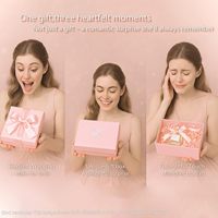 Élégante petite boîte cadeau rose en carton ondulé pour femme, avec fermeture magnétique réutilisable, cadre photo – Coffret de présentation romantique pour cadeau