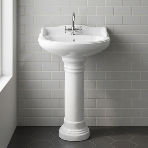 Lavabo en céramique blanche de conception européenne avec piédestal complet pour salle de bain, articles sanitaires - Product Image 2