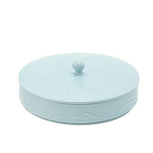 Chinese Style Porcelain Fruit Dish With Lid Round Luxury Retro Wedding Tea Party Serving Tray For Home Living Room - Product Image 5