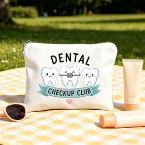 กระเป๋าใส่อุปกรณ์อาบน้ำพิมพ์ลาย Dental Checkup พร้อมซิปปิด ขนาดกะทัดรัด สำหรับเดินทาง ฟิตเนส วันเกิด ของขวัญสำหรับคุณแม่ - Product Image 1