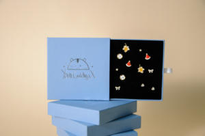 <strong>Luxury</strong> Blue <strong>Luxury</strong> Paper Jewelry <strong>Box</strong> Custom Logo Small Square Earring Packaging <strong>Box</strong> <strong>Ring</strong> <strong>Box</strong> with Foam Collection <strong>Display</strong> - Product Image 5