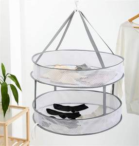 <span class=keywords><strong>Filet</strong></span> de séchage rond en maille pliable, <span class=keywords><strong>panier</strong></span> de séchage pour vêtements, 2 couches, pour la maison - Product Image 3