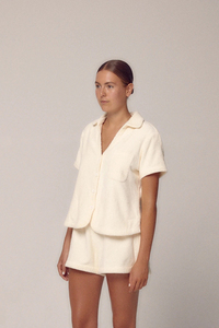 2021 New Arrival Microfiber Towel Beach Shirt and Shorts 100% Cotton <strong>Button</strong> <strong>up</strong> Short Sleeve <strong>Lady</strong> Terry Towelling Soft Towel Set - Product Image 5