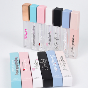 square unique clear 7ml lip gloss tubes and box custom label empty lip oil tubes cosmetic tube packaging wholesale