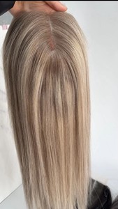 Spitzen-Topper mit gewebtem Rücken, 100 % Remy Echthaar, unbehandelt, chinesisches Glatthaar, Highlight <span class=keywords><strong>Blond</strong></span>, Clip-in-Haarteil 6x7'' 8x8'', unsichtbare Knoten - Product Image 6
