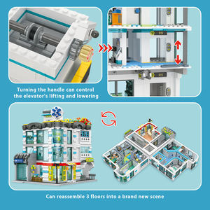 Ensemble de blocs de construction d'hôpital à 3 étages, 2866 pièces, avec lumières LED, modulaire et détachable, éducation STEAM, décoration de la maison, cadeau pour enfants - Product Image 4