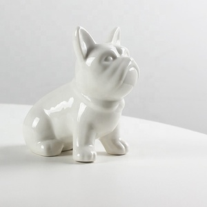 Ornement de table en céramique émaillée <span class=keywords><strong>noir</strong></span> <span class=keywords><strong>et</strong></span> <span class=keywords><strong>blanc</strong></span> style nordique, bouledogue, <span class=keywords><strong>pug</strong></span>, écologique, en porcelaine, décoration décorative, cadeau - Product Image 1