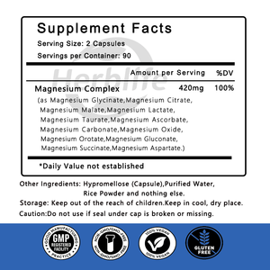 Suplemento de Magnesio Complejo 420mg 12 en 1 de Marca Privada OEM - Fórmula Personalizable para la Salud Ósea y la Relajación Muscular - Product Image 2