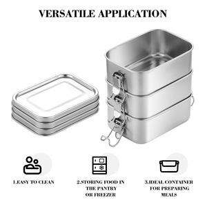 100% Stainless Steel <b>Snack</b> Box <b>Container</b> sealed Outdoor Camping Food Storage <b>Container</b> Stainless Steel Bento Lunch Box With Lid - Product Image 3